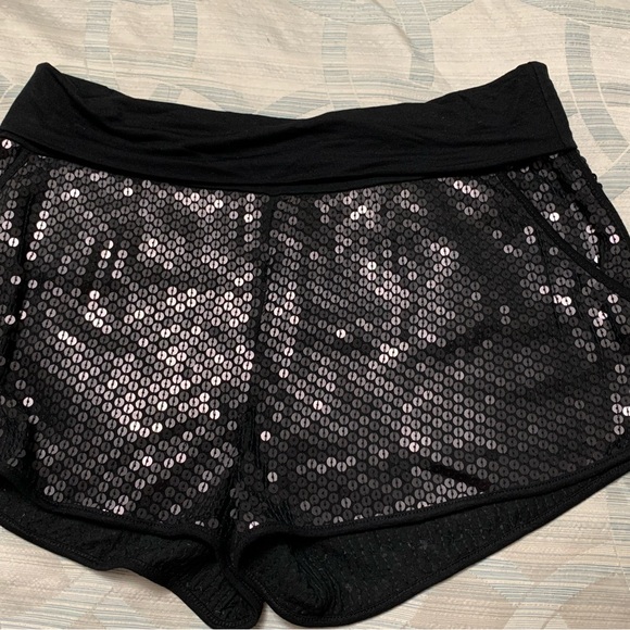 BCBGMaxAzria Pants - NWOT BCBG Max Azria Black Sequin Hot Shorts/Joggers/Running Size L